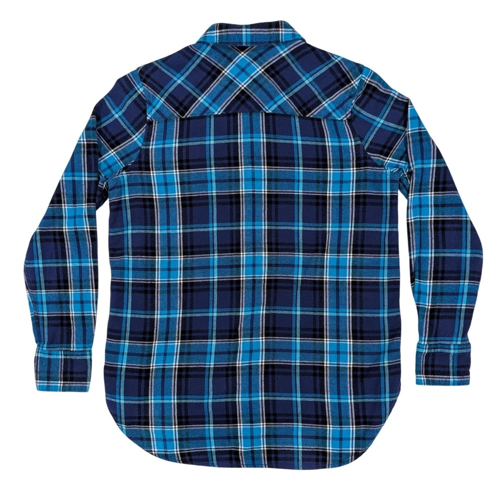 Woolrich Plaid Flannel Shirt Harley Davidson Patch Blue Black‎ White S - Picture 9 of 15